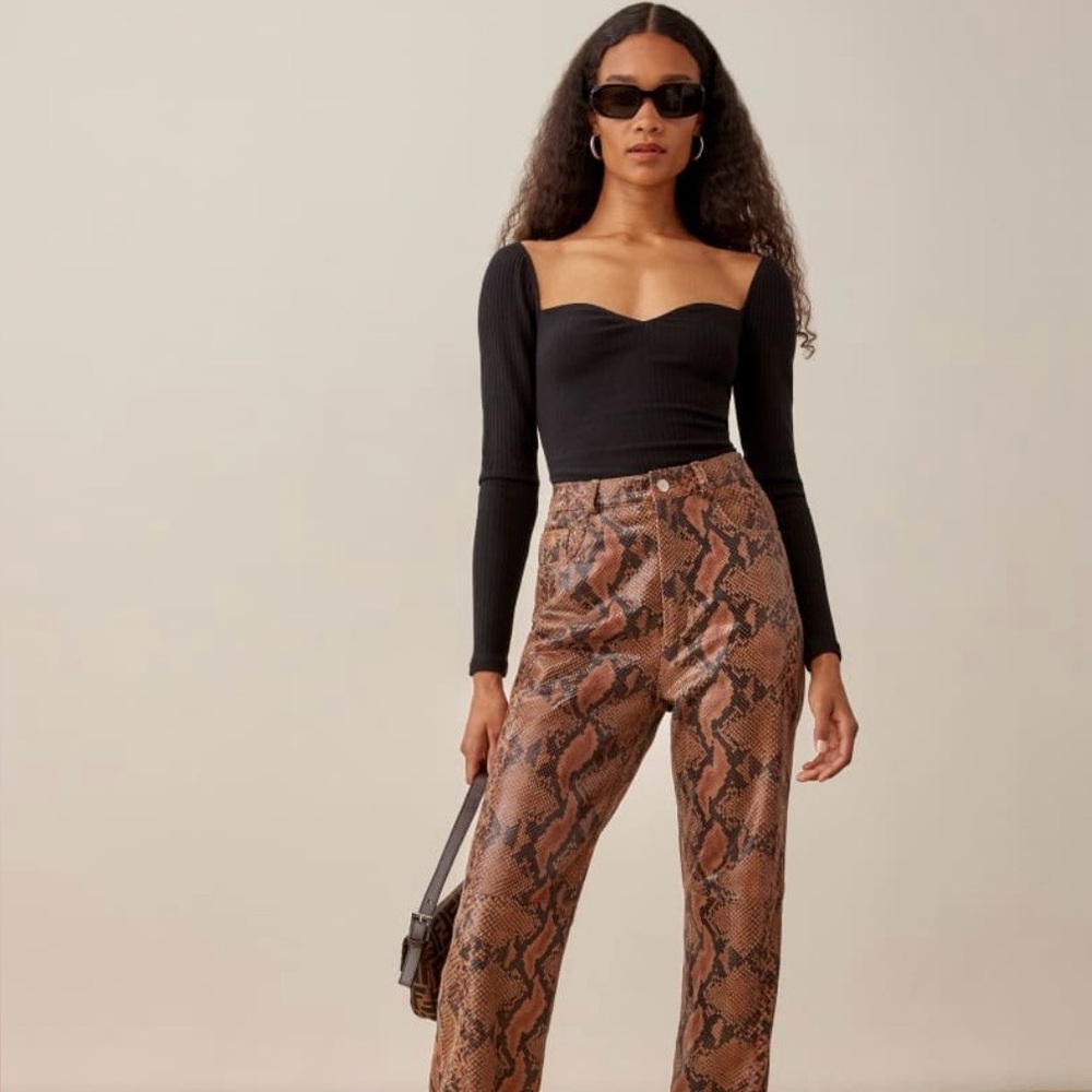 Reformation Black October Ribbed Long Sleeve Top
